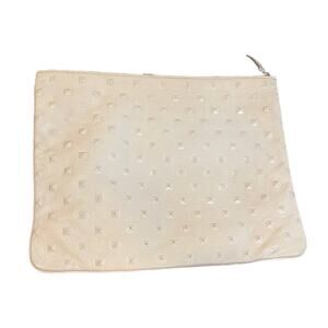 Ela Handbags Large white all over stud pouch
